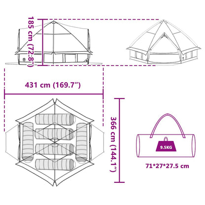 vidaXL Teepee Tent 6-Person 6-Person Blue and Grey - 431 x 366 x 185 cm