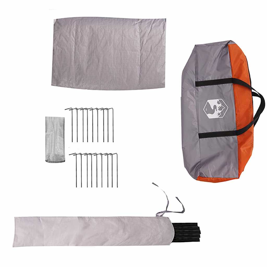 vidaXL Teepee Tent 6-Person 6-Person Grey and Orange - 431 x 366 x 185 cm