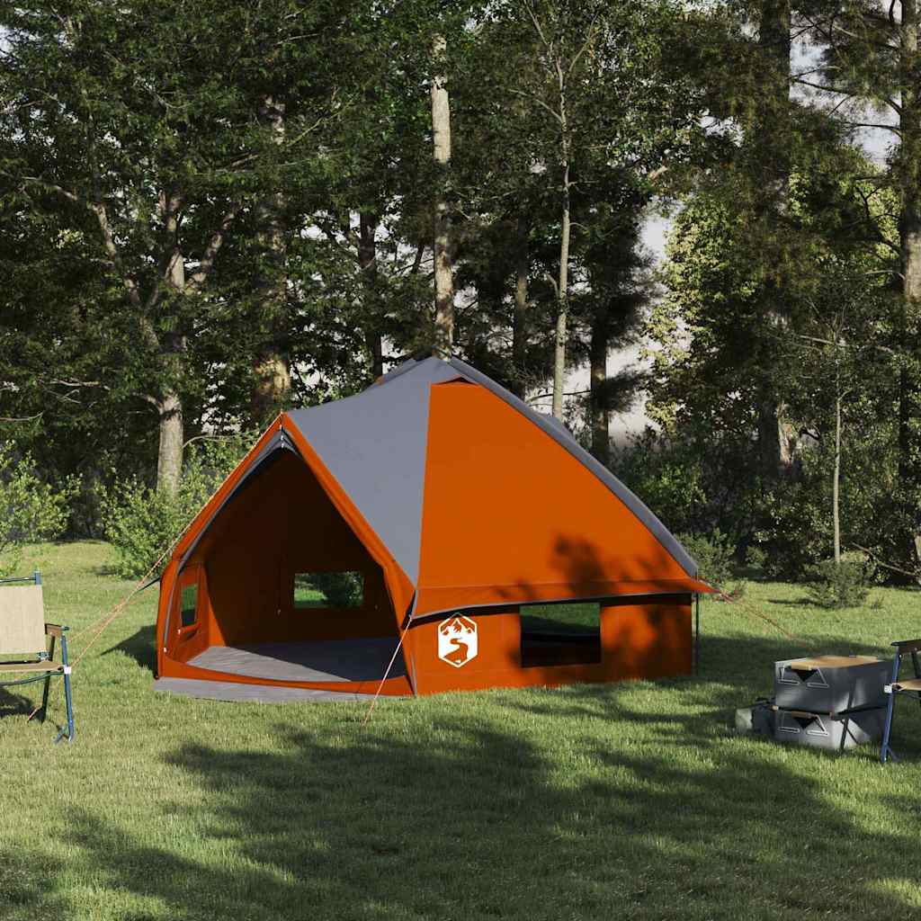 vidaXL Teepee Tent 6-Person 6-Person Grey and Orange - 431 x 366 x 185 cm