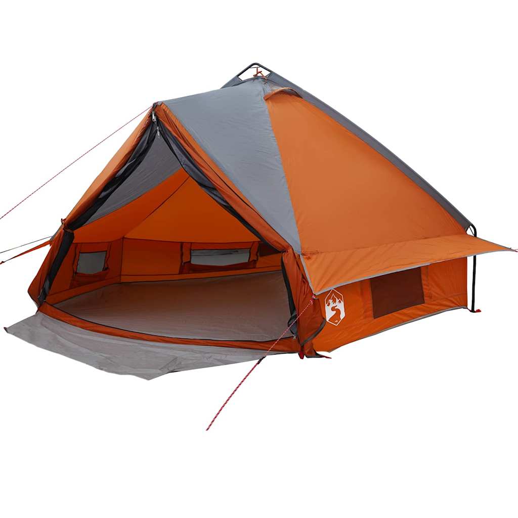 vidaXL Teepee Tent 6-Person 6-Person Grey and Orange - 431 x 366 x 185 cm