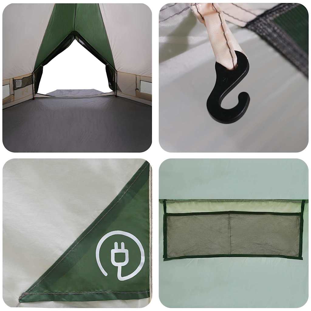 vidaXL Teepee Tent 4-Person 4-Person Green and Grey - 388 x 320 x 169 cm