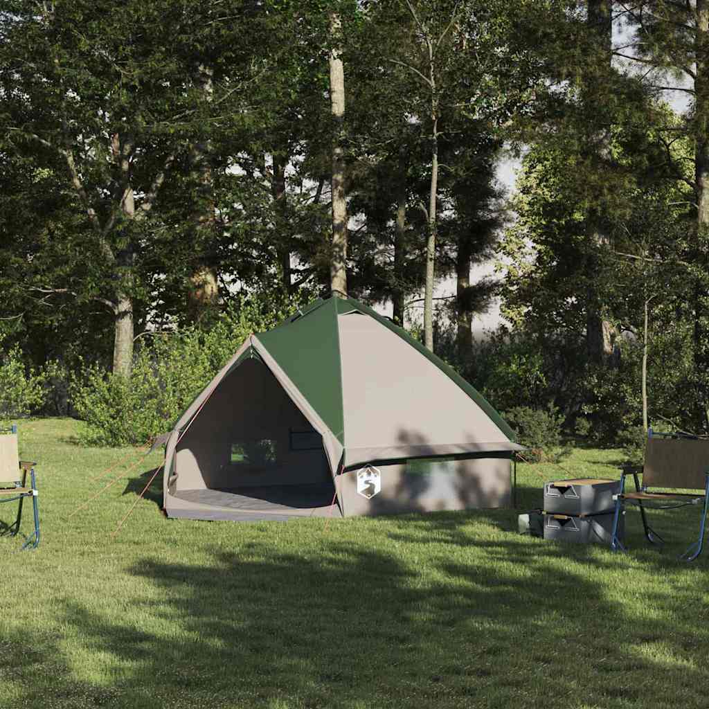 vidaXL Teepee Tent 4-Person 4-Person Green and Grey - 388 x 320 x 169 cm