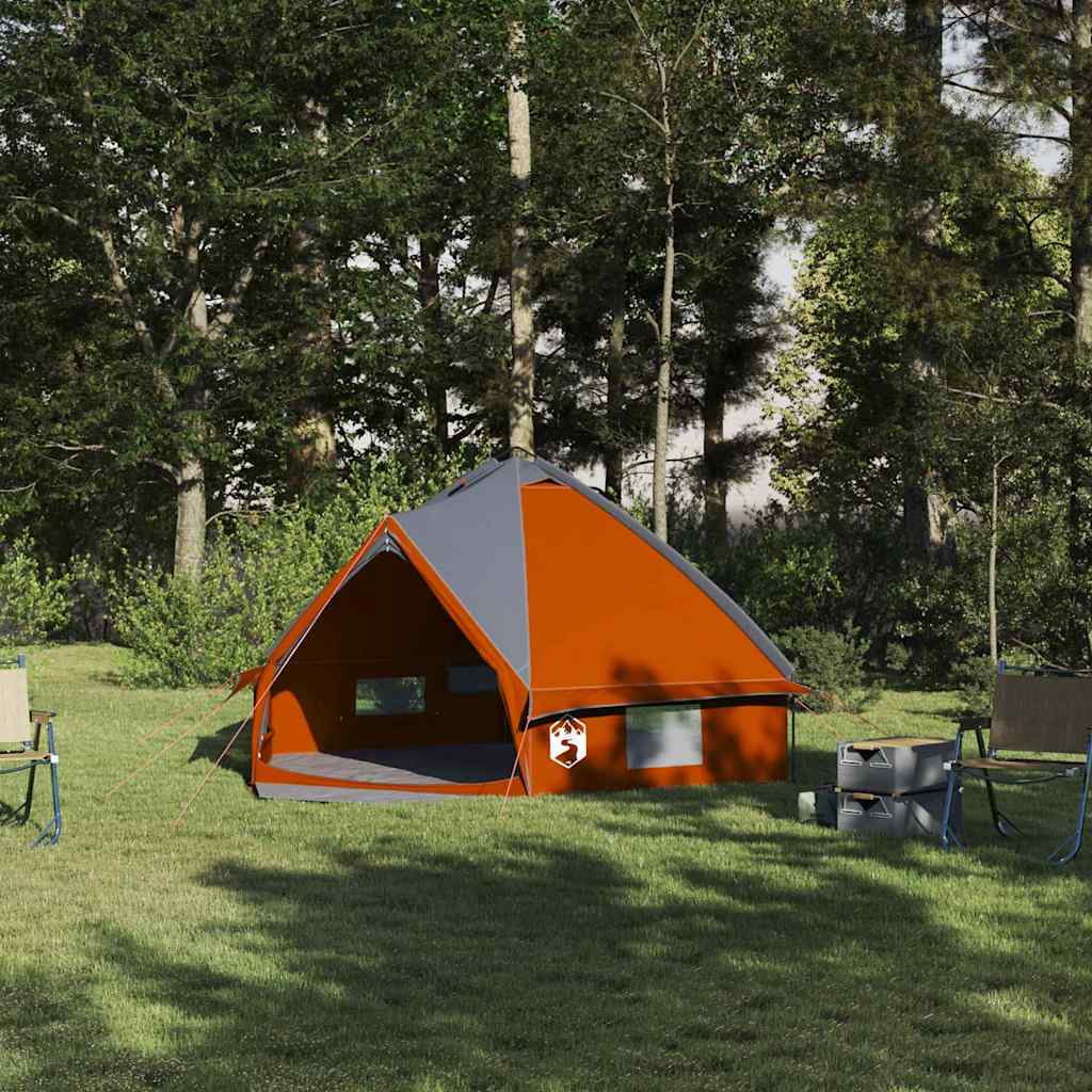 vidaXL Teepee Tent 4-Person 4-Person Grey and Orange - 388 x 320 x 169 cm