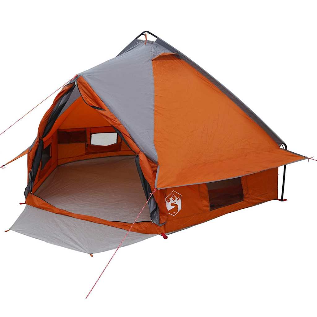 vidaXL Teepee Tent 4-Person 4-Person Grey and Orange - 388 x 320 x 169 cm