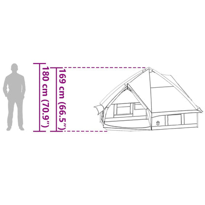 vidaXL Teepee Tent 4-Person 4-Person Grey and Orange - 388 x 320 x 169 cm