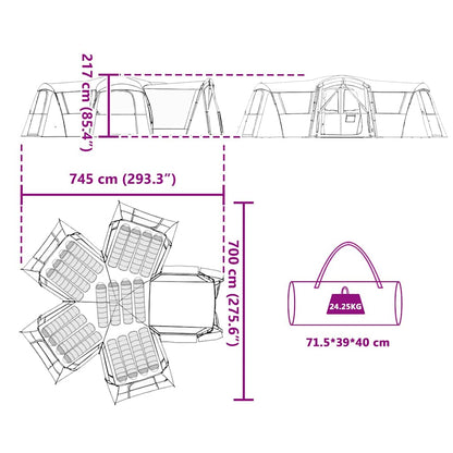 vidaXL Family Tent 20-Person 20-Person Blue and Grey - 745 x 700 x 217 cm
