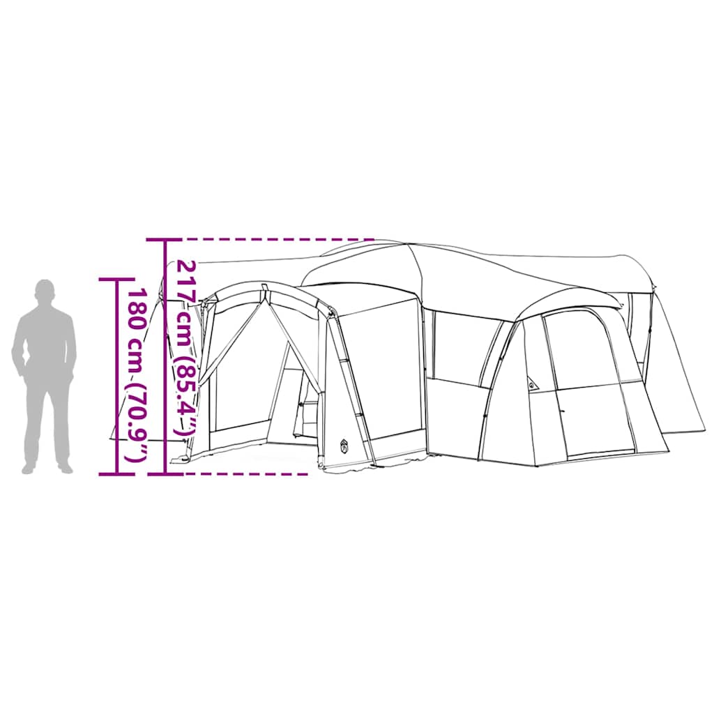 vidaXL Family Tent 20-Person 20-Person Grey and Orange - 745 x 700 x 217 cm