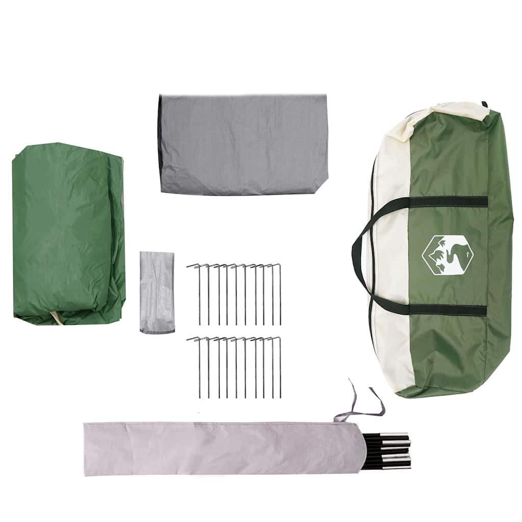 vidaXL Family Tent 4-Person 4-Person Green and White - 324 x 255 x 230 cm