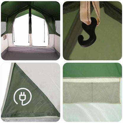 vidaXL Family Tent 4-Person 4-Person Green and White - 324 x 255 x 230 cm