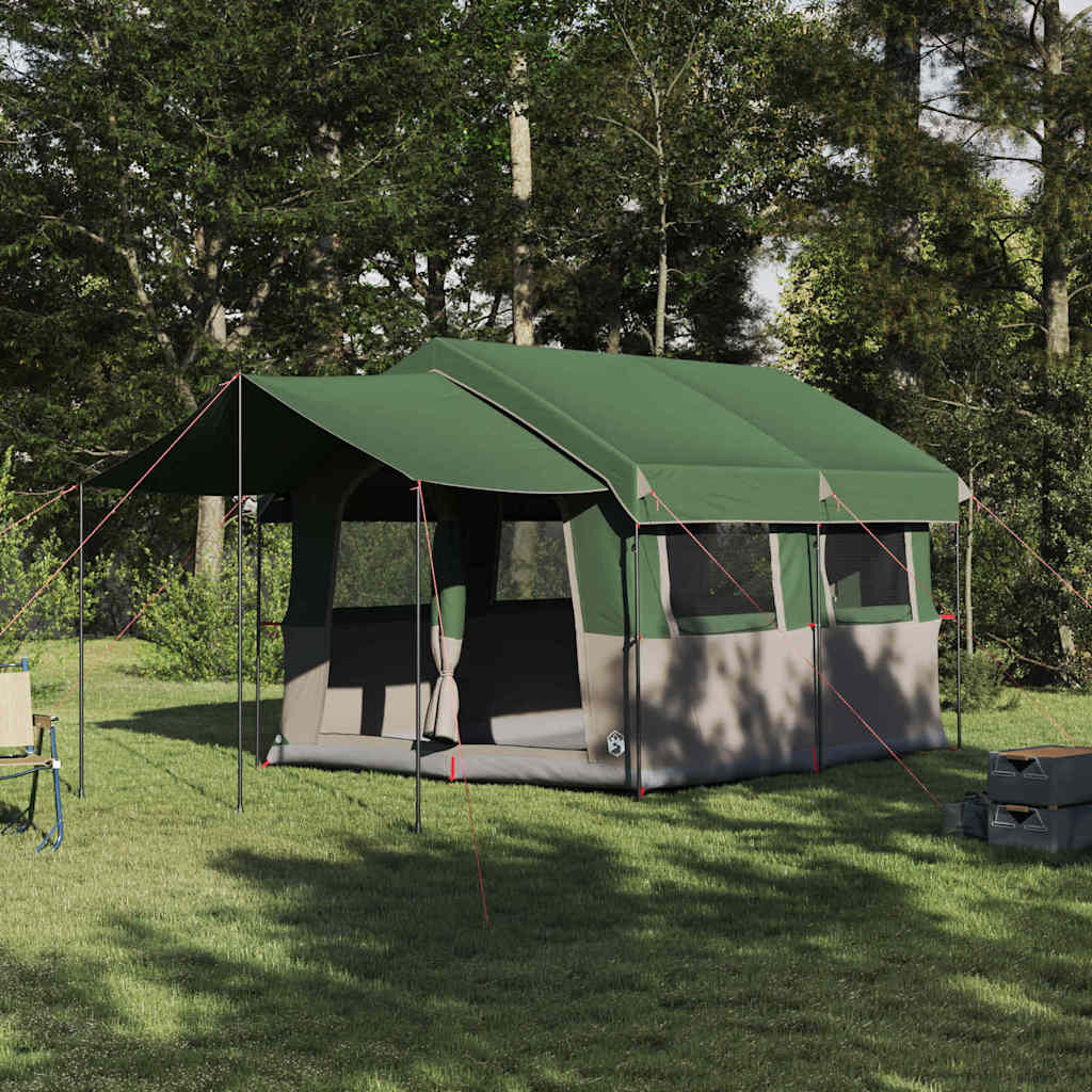 vidaXL Family Tent 4-Person 4-Person Green and White - 324 x 255 x 230 cm