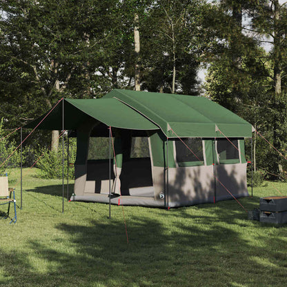 vidaXL Family Tent 4-Person 4-Person Green and White - 324 x 255 x 230 cm