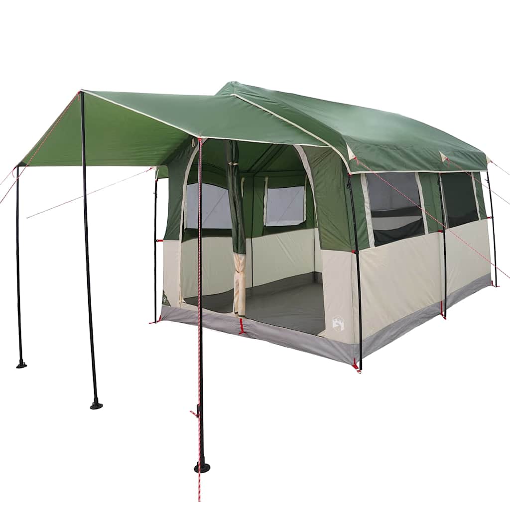 vidaXL Family Tent 4-Person 4-Person Green and White - 324 x 255 x 230 cm