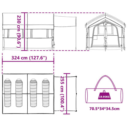 vidaXL Family Tent 4-Person 4-Person Blue and Grey - 324 x 255 x 230 cm