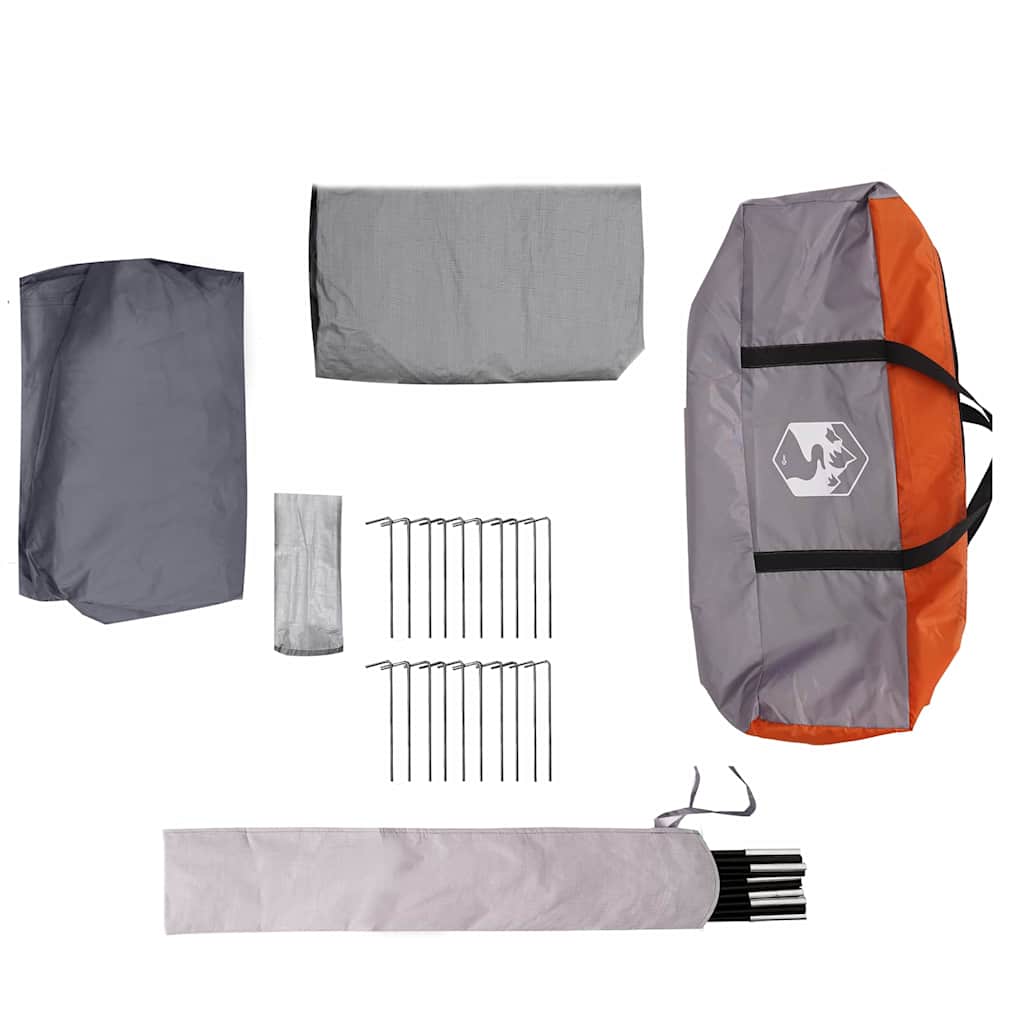 vidaXL Family Tent 4-Person 4-Person Grey and Orange - 324 x 255 x 230 cm