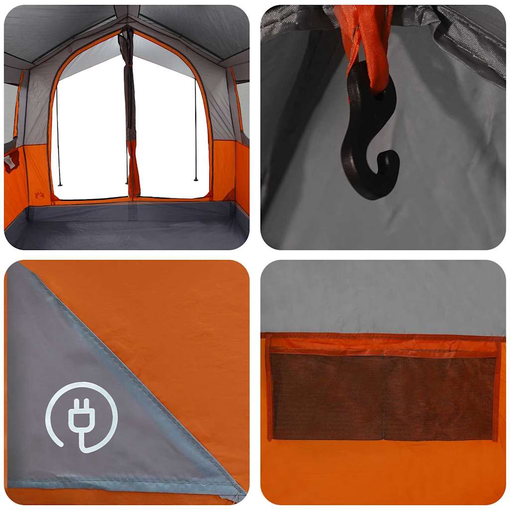 vidaXL Family Tent 4-Person 4-Person Grey and Orange - 324 x 255 x 230 cm