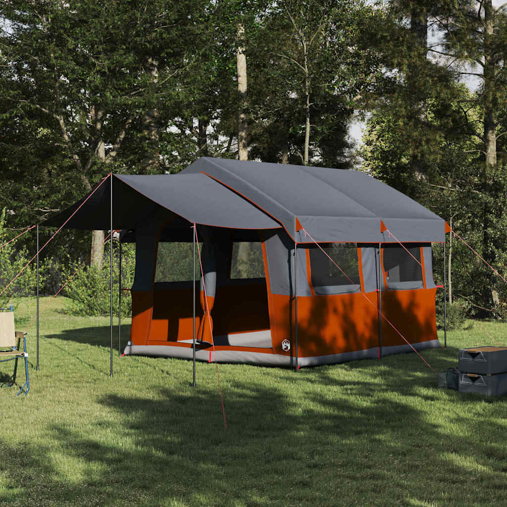 vidaXL Family Tent 4-Person 4-Person Grey and Orange - 324 x 255 x 230 cm