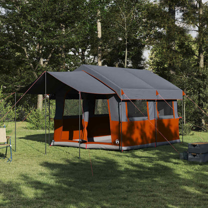 vidaXL Family Tent 4-Person 4-Person Grey and Orange - 324 x 255 x 230 cm