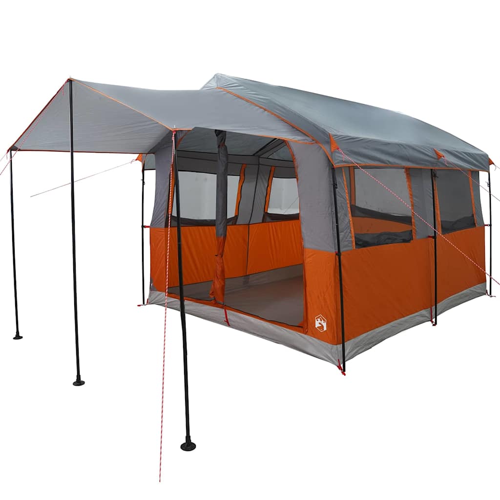 vidaXL Family Tent 4-Person 4-Person Grey and Orange - 324 x 255 x 230 cm