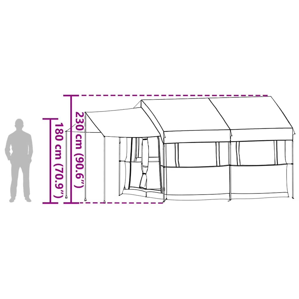 vidaXL Family Tent 4-Person 4-Person Grey and Orange - 324 x 255 x 230 cm