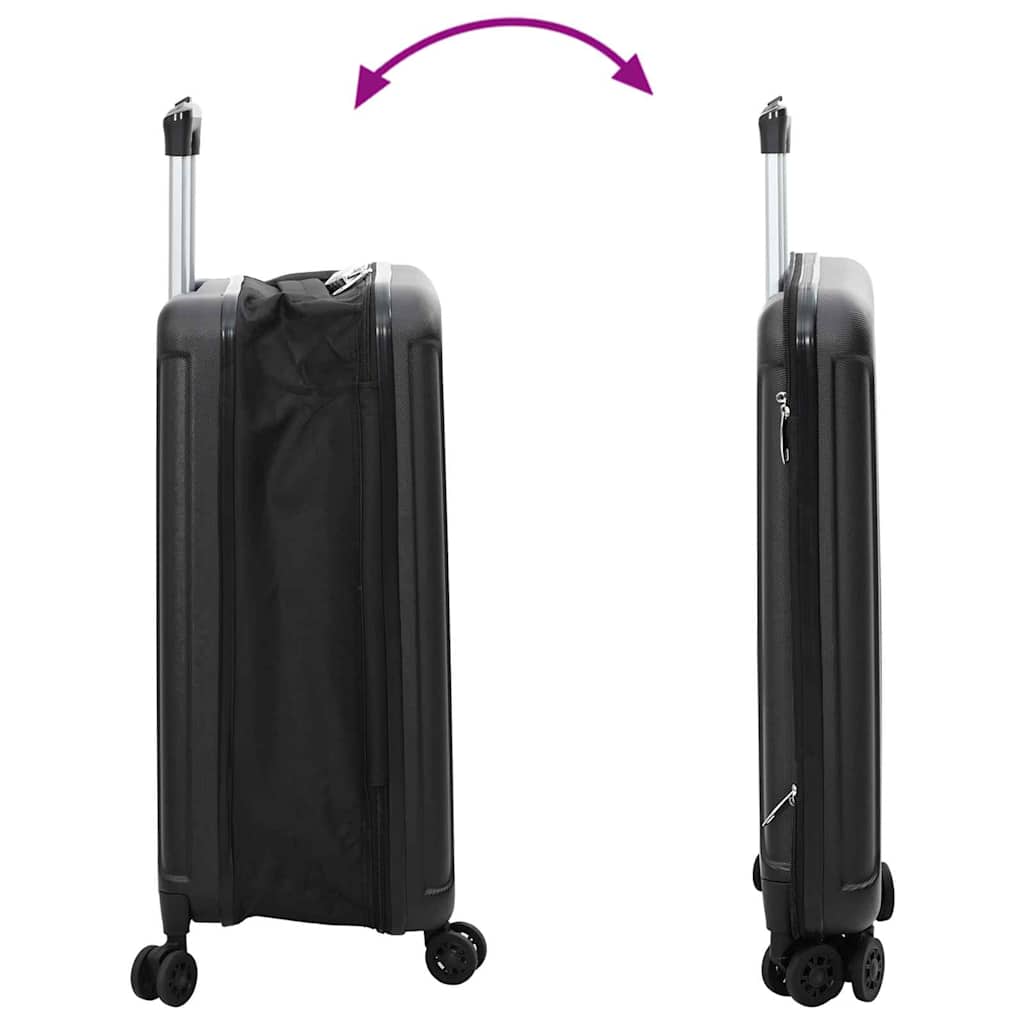 vidaXL Suitcase Folding with Lock Black 34 x 23 x 55.5 cm ABS Plastic