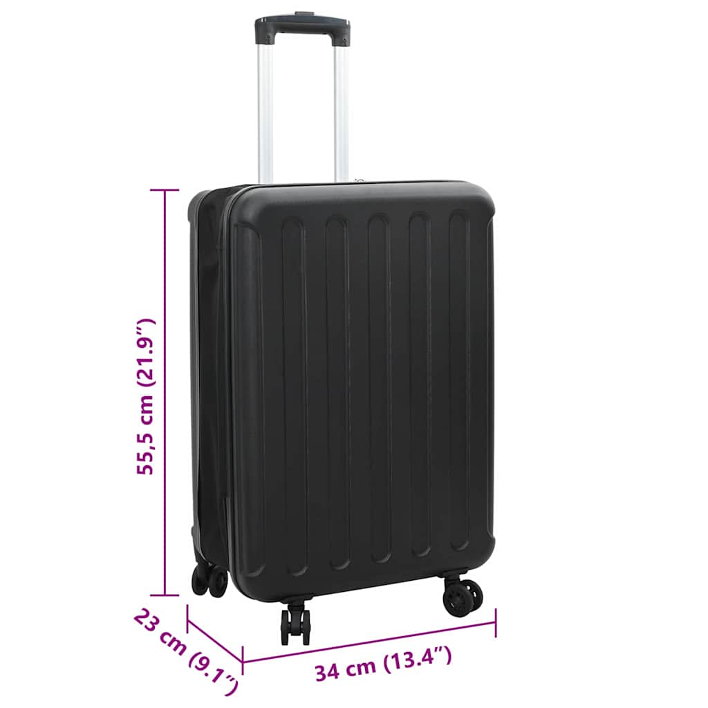 vidaXL Suitcase Folding with Lock Black 34 x 23 x 55.5 cm ABS Plastic