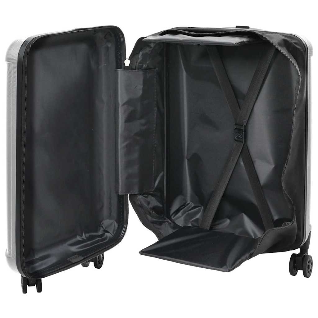 vidaXL Suitcase Folding with Lock Silver 34 x 23 x 55.5 cm ABS Plastic