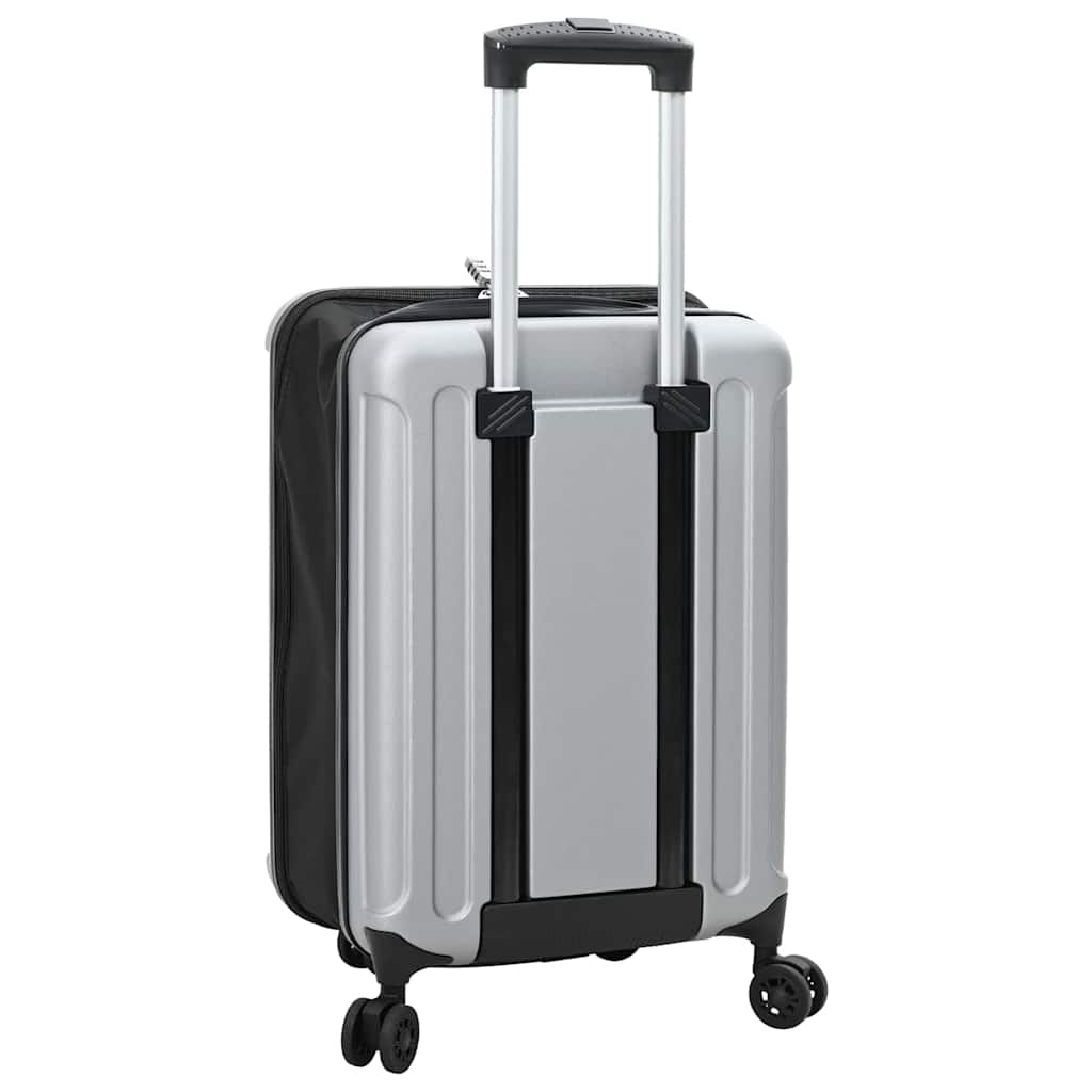 vidaXL Suitcase Folding with Lock Silver 34 x 23 x 55.5 cm ABS Plastic