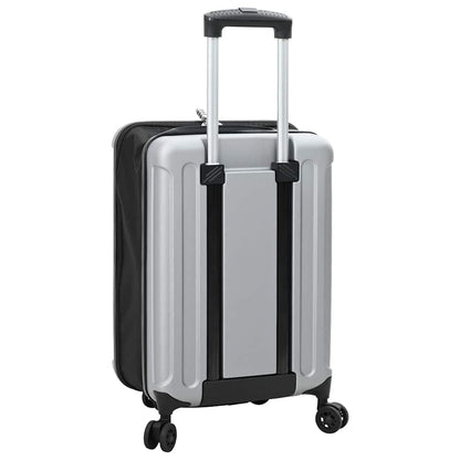 vidaXL Suitcase Folding with Lock Silver 34 x 23 x 55.5 cm ABS Plastic
