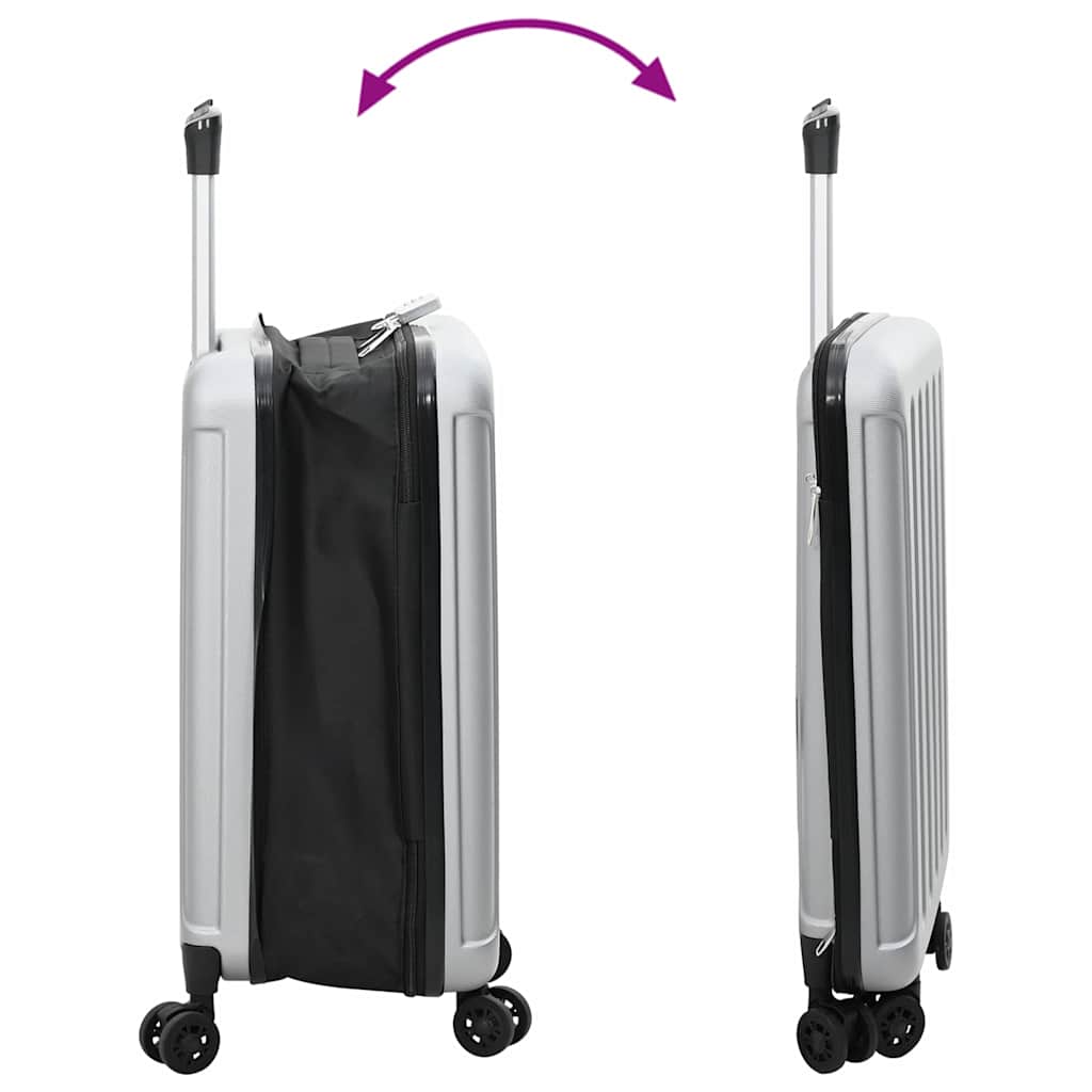 vidaXL Suitcase Folding with Lock Silver 34 x 23 x 55.5 cm ABS Plastic