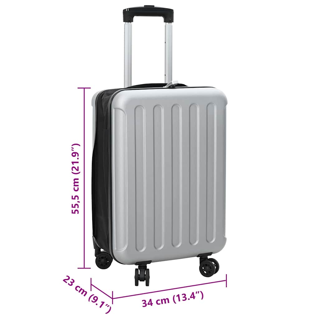vidaXL Suitcase Folding with Lock Silver 34 x 23 x 55.5 cm ABS Plastic