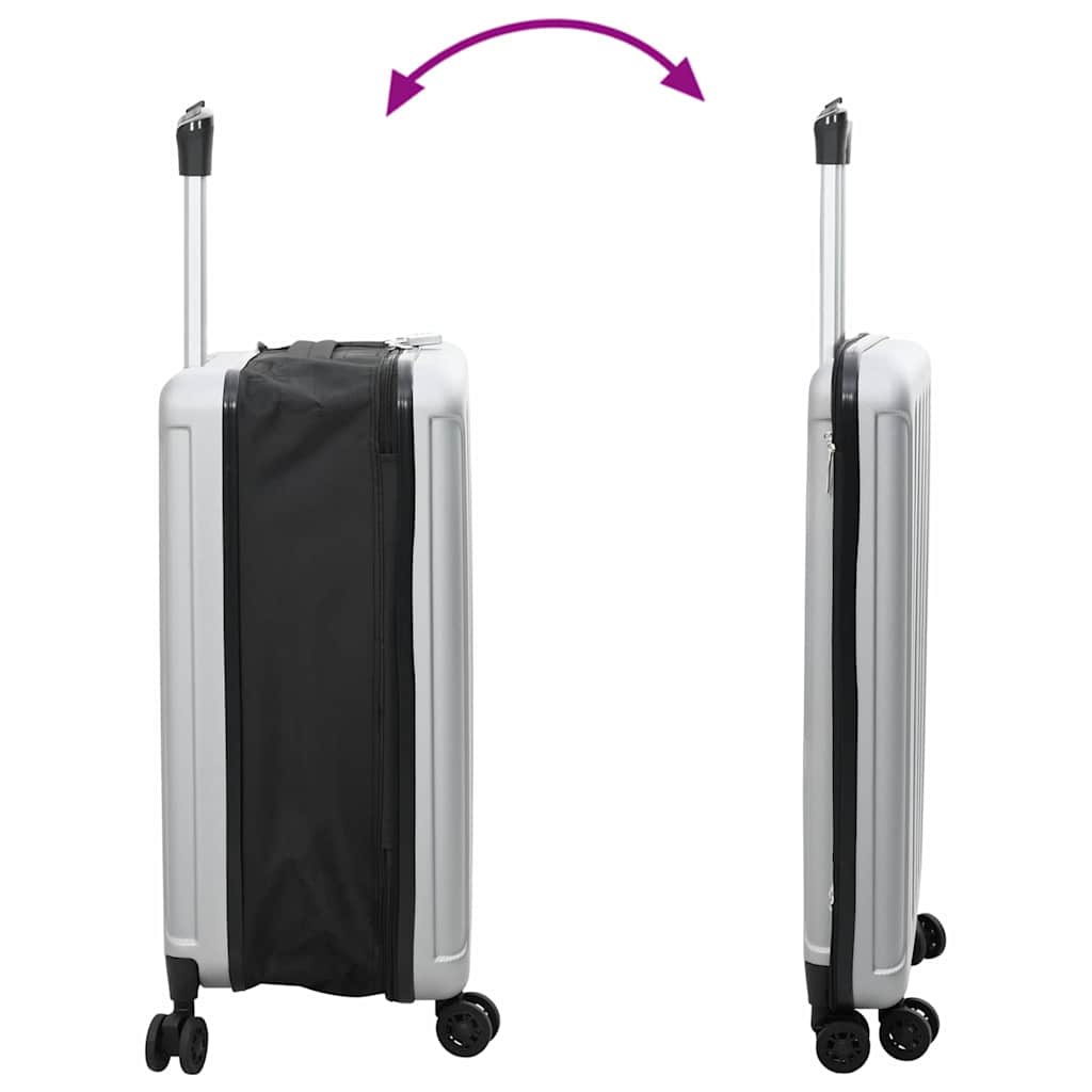 vidaXL Suitcase Folding with Lock Silver 43 x 27 x 66 cm ABS Plastic