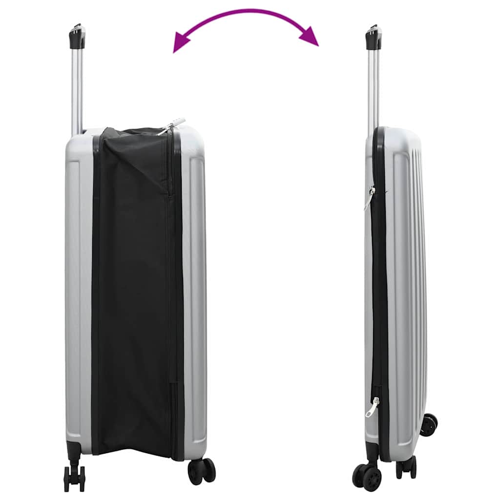 vidaXL Suitcase Folding with Lock Silver 50 x 30 x 76 cm ABS Plastic