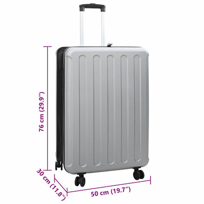 vidaXL Suitcase Folding with Lock Silver 50 x 30 x 76 cm ABS Plastic