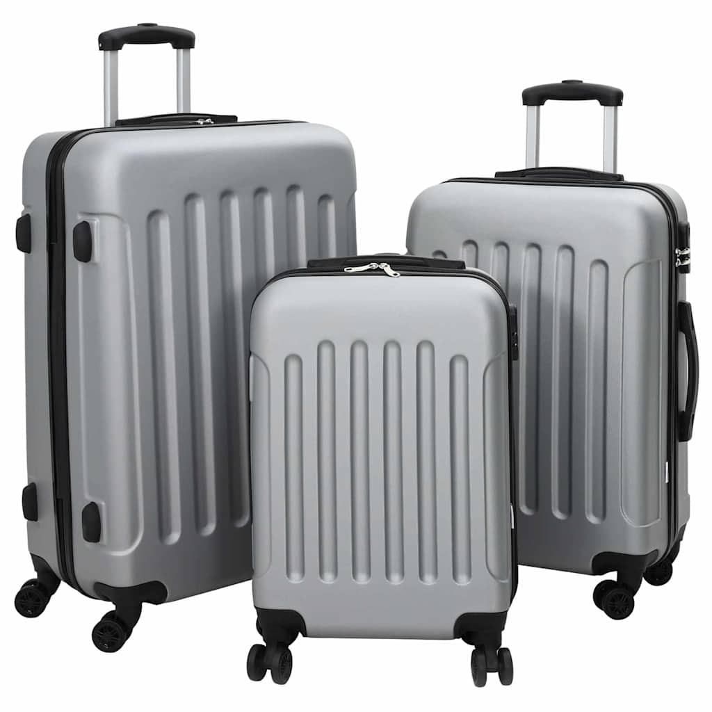 vidaXL Suitcase with Lock 3 pcs Silver 50 x 31 x 78 cm ABS Plastic
