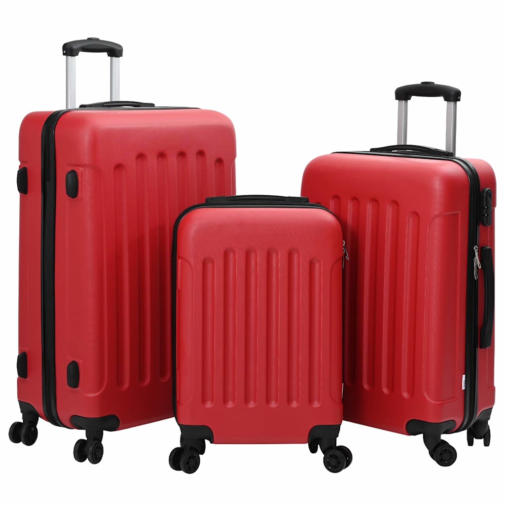 vidaXL Suitcase with Lock 3 pcs Red 50 x 31 x 78 cm ABS Plastic