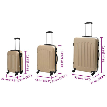 vidaXL Suitcase with Lock 3 pcs Champagne 50 x 31 x 78 cm ABS Plastic - Beige