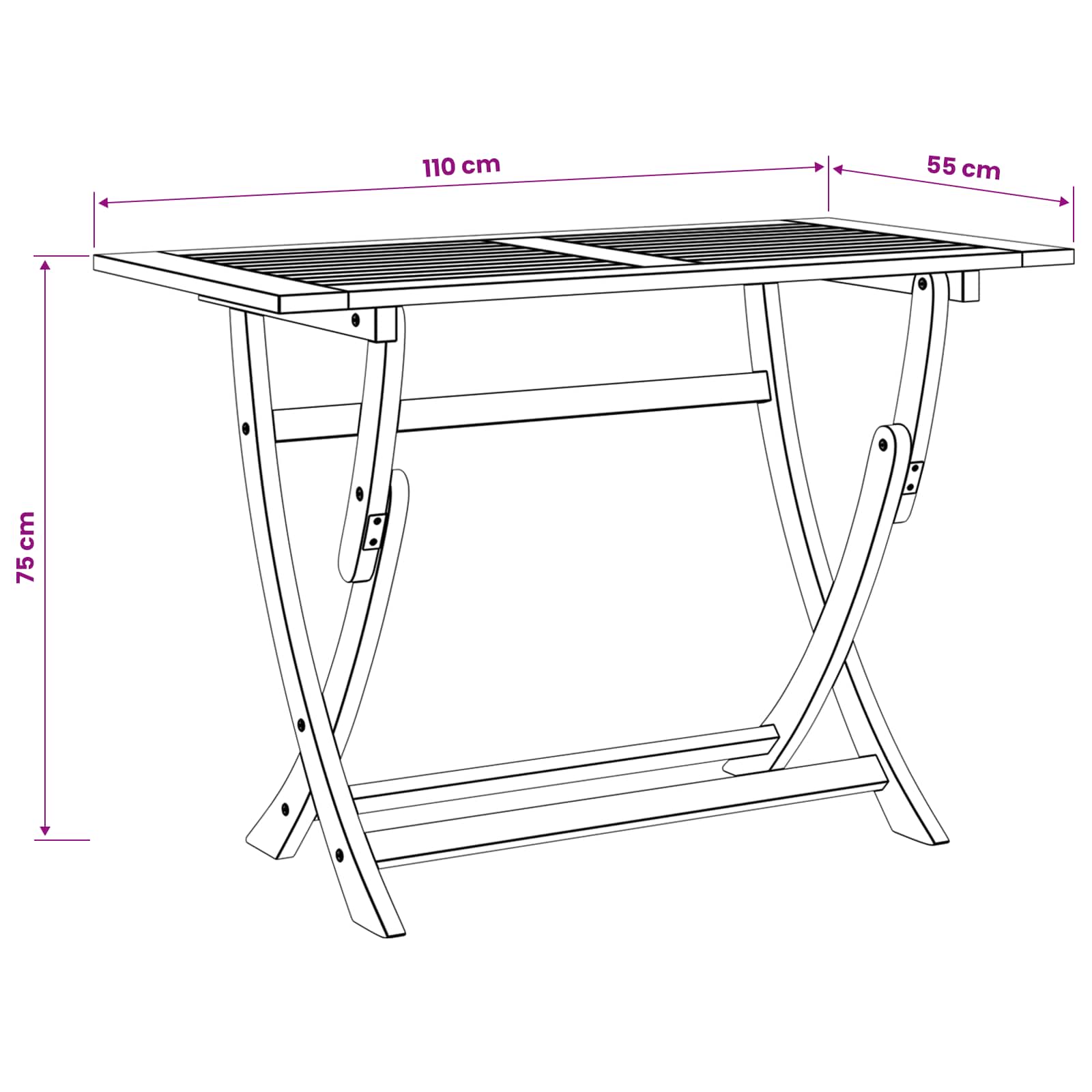 vidaXL Sydney Rectangle Table Brown 110 x 55 x 75 cm Solid Acacia Wood