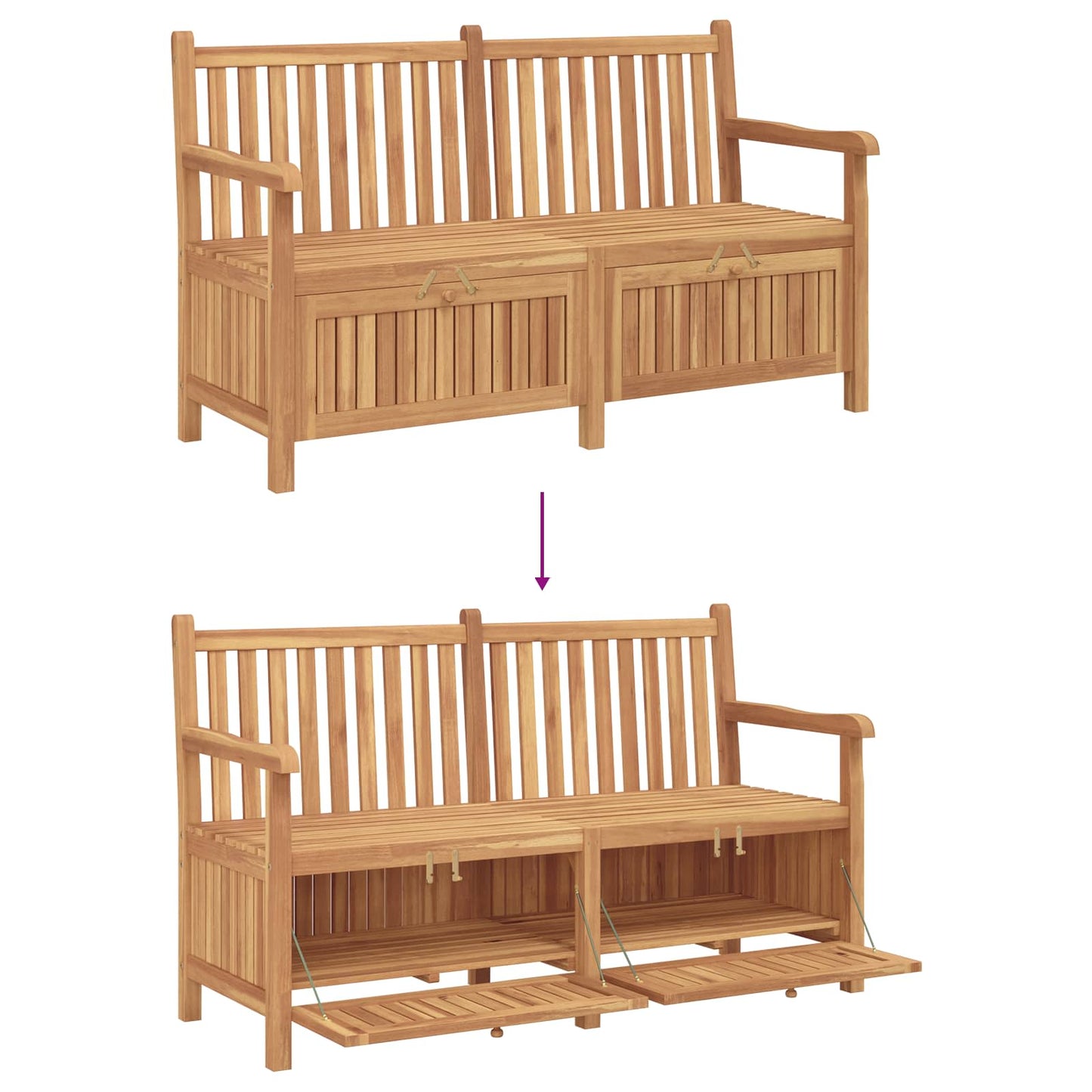 vidaXL Garden Bench with Storage 150 x 60 x 90 cm Solid Teak Wood - Brown