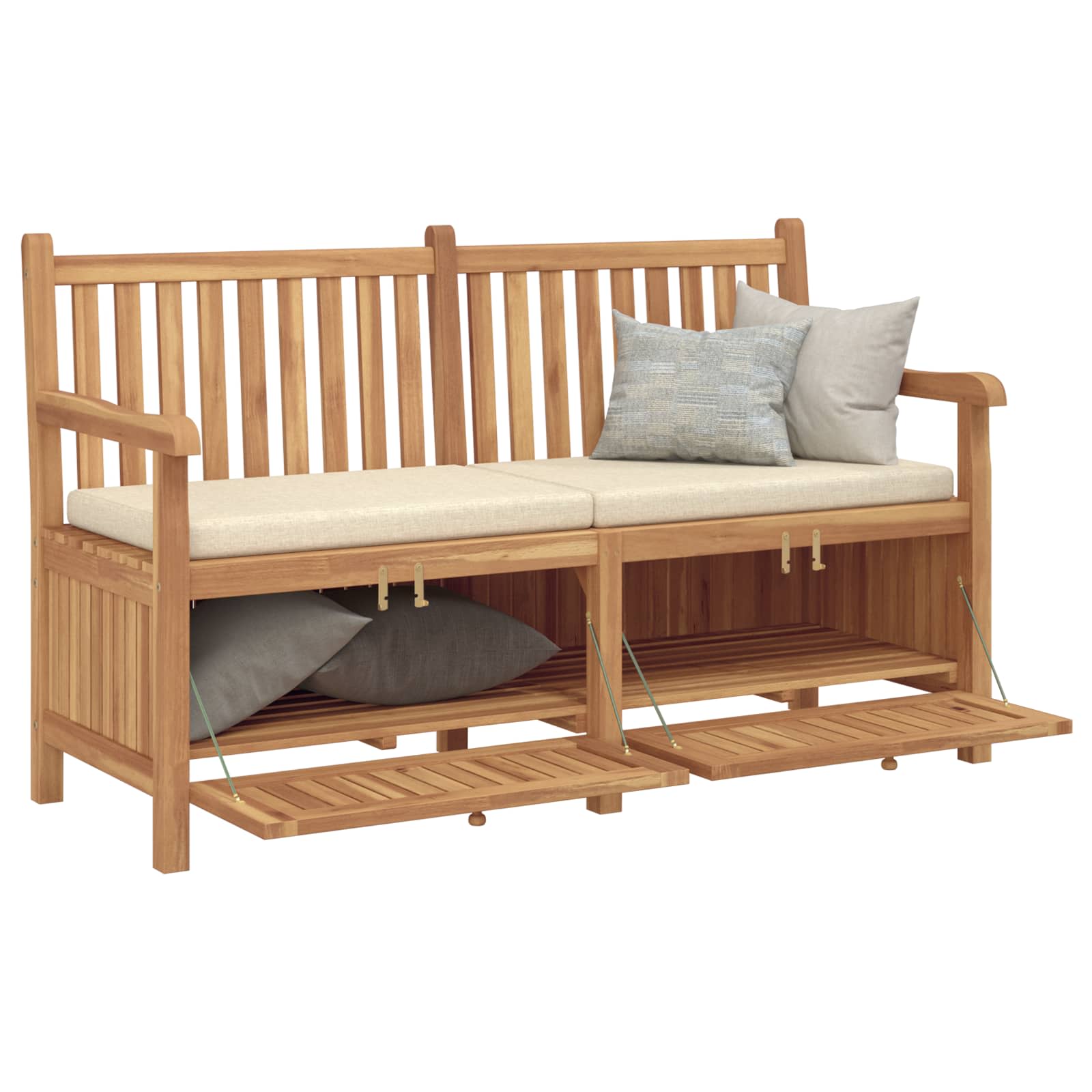 vidaXL Garden Bench with Storage 150 x 60 x 90 cm Solid Teak Wood - Brown