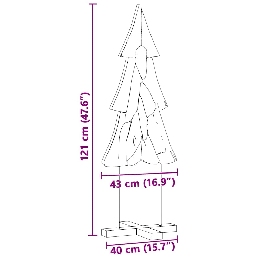 vidaXL Christmas Tree with Stand Brown 121 cm Solid teak wood
