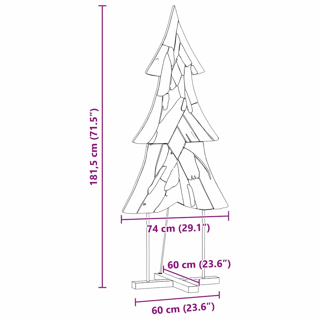 vidaXL Christmas Tree with Stand Brown 181.5 cm Solid teak wood
