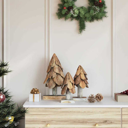 vidaXL Christmas Tree 3 pcs Brown 40 cm Solid teak wood