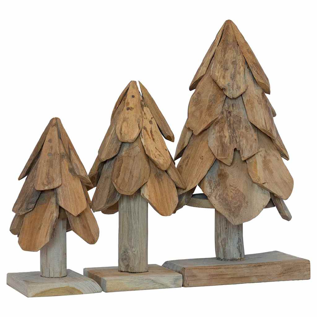 vidaXL Christmas Tree 3 pcs Brown 40 cm Solid teak wood