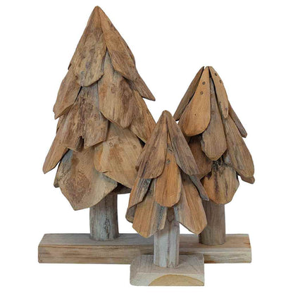 vidaXL Christmas Tree 3 pcs Brown 40 cm Solid teak wood