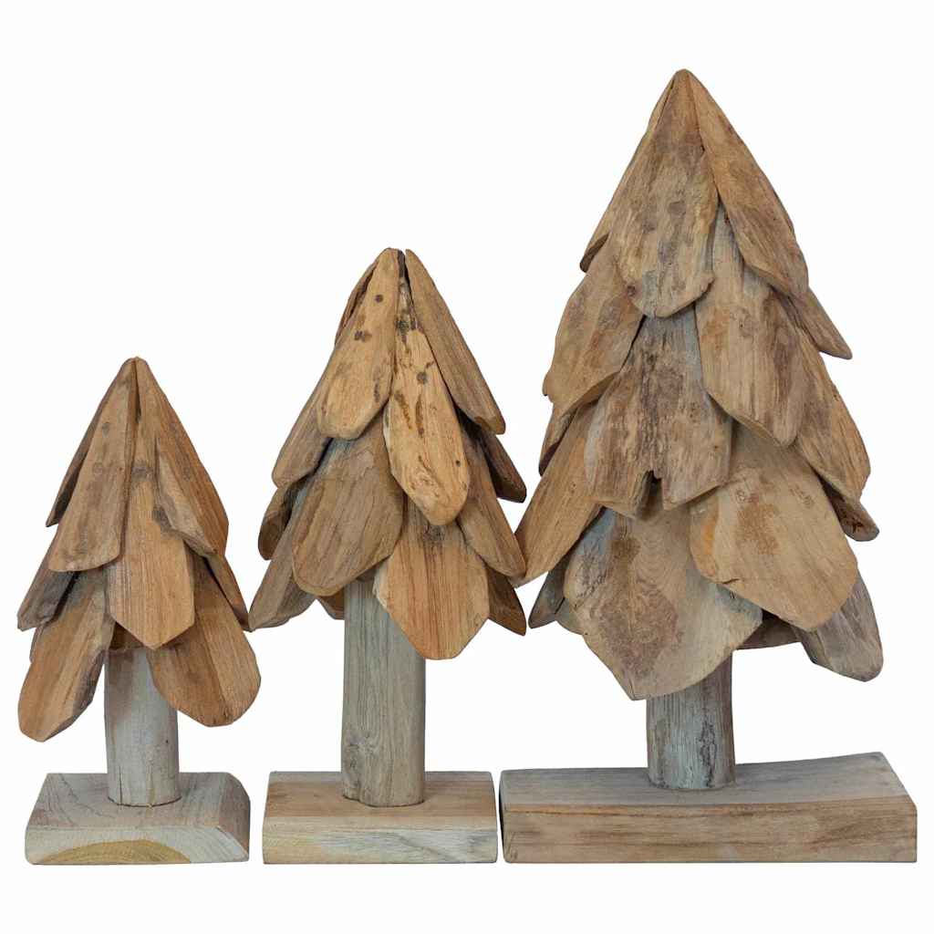 vidaXL Christmas Tree 3 pcs Brown 40 cm Solid teak wood