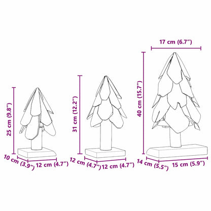 vidaXL Christmas Tree 3 pcs Brown 40 cm Solid teak wood