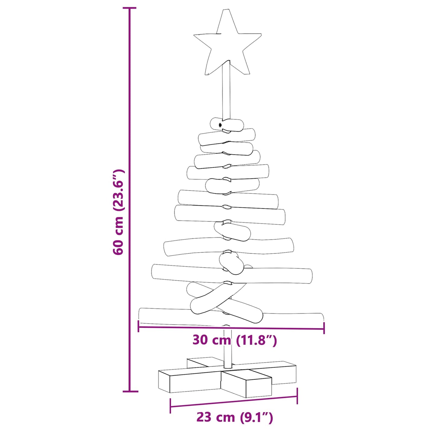 vidaXL Christmas Tree Brown 60 cm Solid teak wood