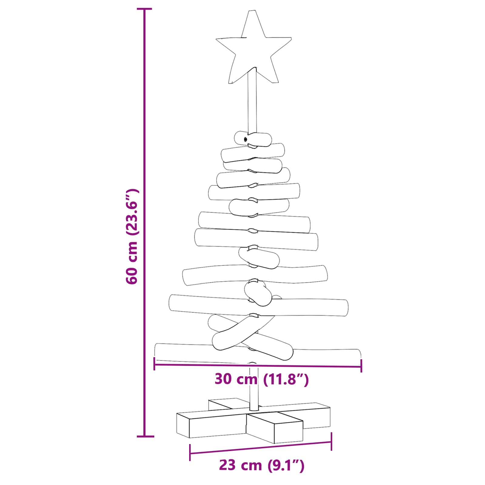 vidaXL Christmas Tree Brown 60 cm Solid teak wood
