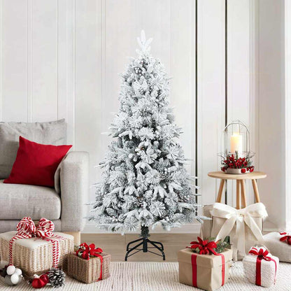 vidaXL Artificial Hinged Christmas Tree Snow Flocked White 150 cm