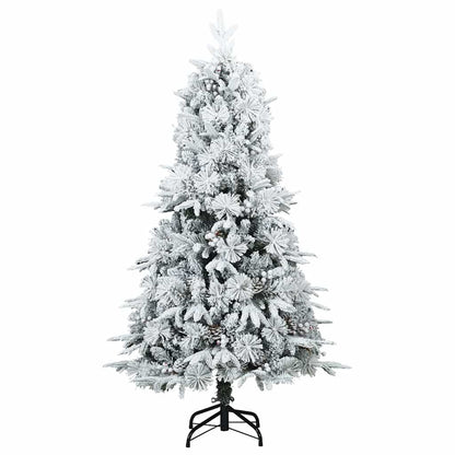 vidaXL Artificial Hinged Christmas Tree Snow Flocked White 150 cm